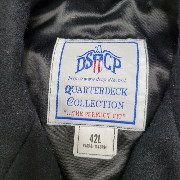 DSCP Double Breasted Peacoat Men Black 42L Quarterdeck Collection Wool US Navy - Picture 3 of 4